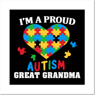 Proud Great Grandpa Puzzle piece Autism Awareness Gift for Birthday, Mother's Day, Thanksgiving, Christmas Posters and Art